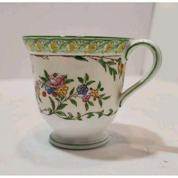 Vintage Mintons Bone China Green Floral Demitasse Teacup And Saucer - Picture 12 of 14
